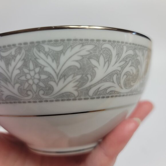 Imperial China Whitney Sugar Bowl & Lid White Gray Band Leaf Scrolls W. Dalton - Picture 12 of 15